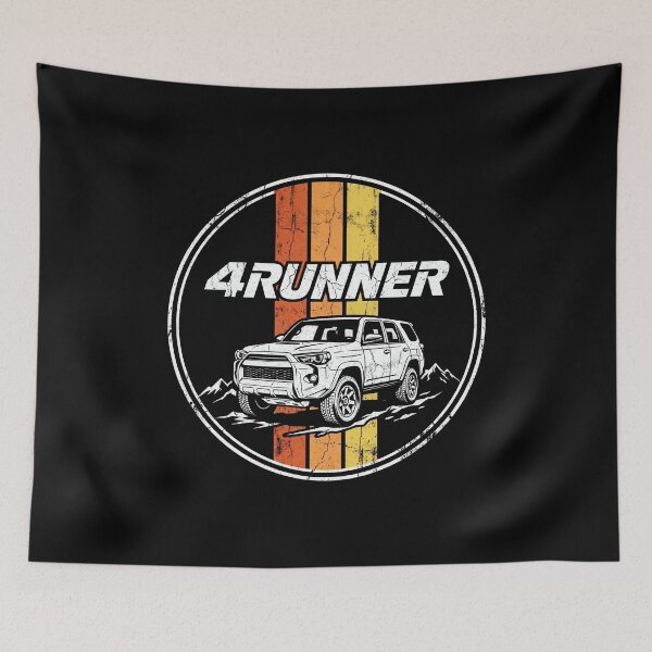 Item preview, Retro Distressed Style 5th Gen 4Runner Offroad White 4x4 [Black Shirt Only] designed and sold by Off-Road-Zone.