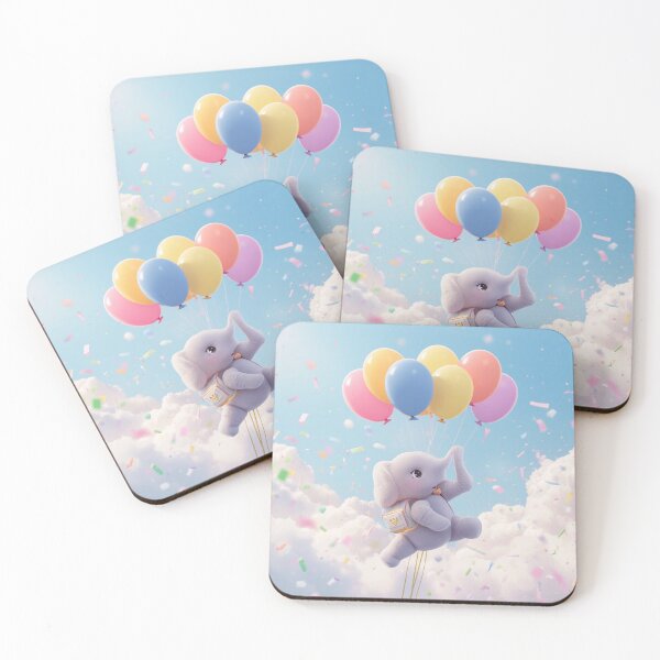 Item preview, Cute Elephant with Balloons Sticker | Whimsical Kawaii Design designed and sold by Stylestickers55.