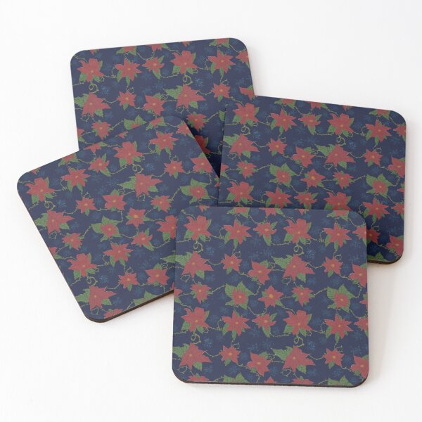 Item preview, Poinsettias and Snowflakes Navy designed and sold by janaeedwardsstudio.