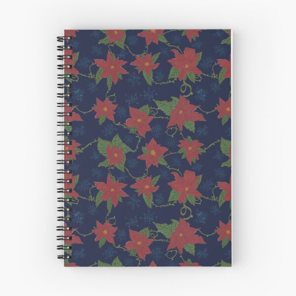 Item preview, Poinsettias and Snowflakes Navy designed and sold by janaeedwardsstudio.