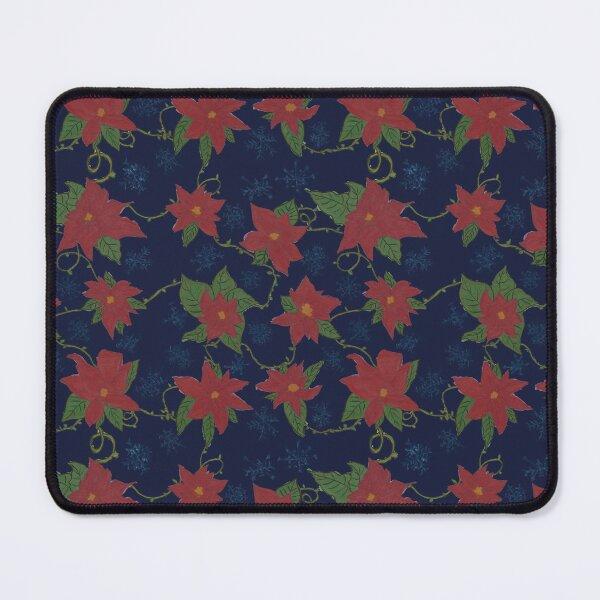 Item preview, Poinsettias and Snowflakes Navy designed and sold by janaeedwardsstudio.