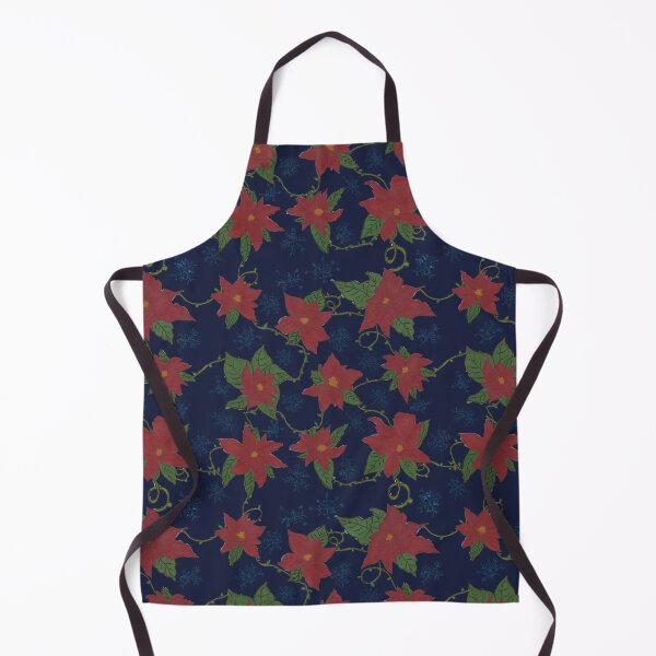 Item preview, Poinsettias and Snowflakes Navy designed and sold by janaeedwardsstudio.