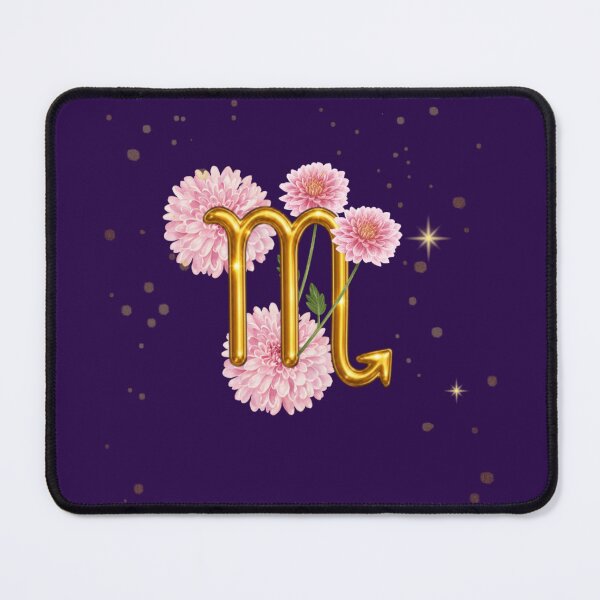 Item preview, Scorpio Zodiac Floral Art | Gold Scorpio Symbol with Pink Chrysanthemums | Astrology Gift | Celestial Botanical Design designed and sold by MysticPurpleHue.