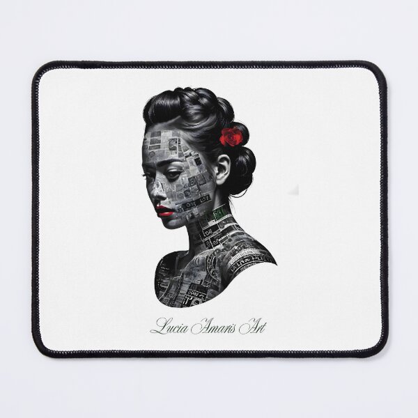 Item preview, Monochrome Typographic Portrait of a Woman Made of Love variation 2 designed and sold by Lucia Amaris Art.