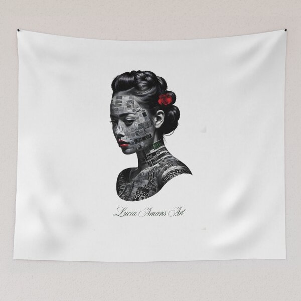 Item preview, Monochrome Typographic Portrait of a Woman Made of Love variation 2 designed and sold by Lucia Amaris Art.