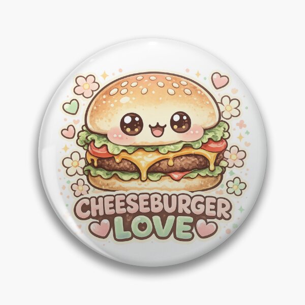 Item preview, Cute Cheeseburger Love: Kawaii Adorable Food Art Character Hearts Design designed and sold by irfanshikh.