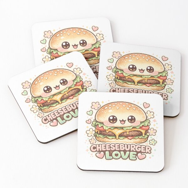 Item preview, Cute Cheeseburger Love: Kawaii Adorable Food Art Character Hearts Design designed and sold by irfanshikh.