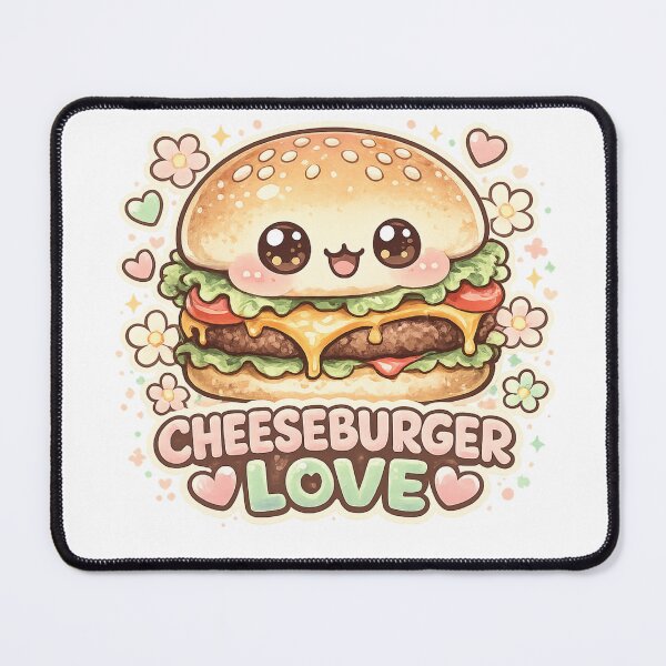 Item preview, Cute Cheeseburger Love: Kawaii Adorable Food Art Character Hearts Design designed and sold by irfanshikh.