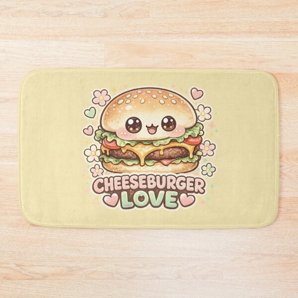 Item preview, Cute Cheeseburger Love: Kawaii Adorable Food Art Character Hearts Design designed and sold by irfanshikh.