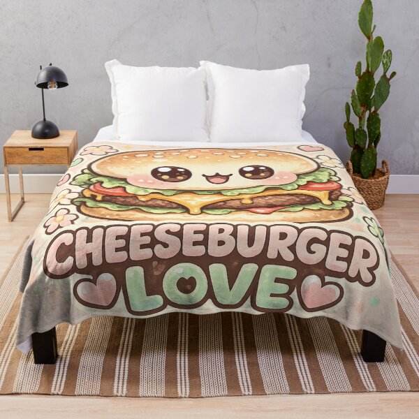 Item preview, Cute Cheeseburger Love: Kawaii Adorable Food Art Character Hearts Design designed and sold by irfanshikh.