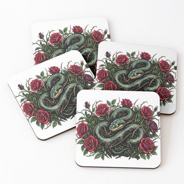 Item preview, Emerald Snake and Red Roses designed and sold by BHP Studio.