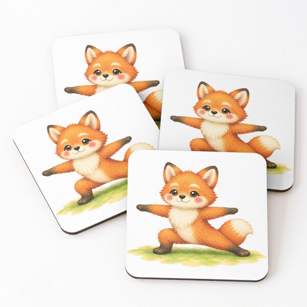 Artikelvorschau, Krieger 2 Fuchs Yoga Aquarelldruck entworfen und verkauft von YogiAnimalArt.