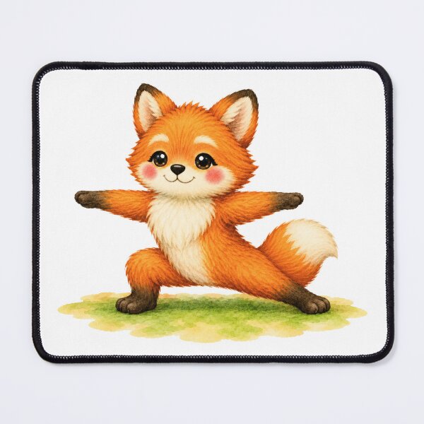 Item preview, Warrior 2 Fox Yoga Watercolor Print designed and sold by YogiAnimalArt.