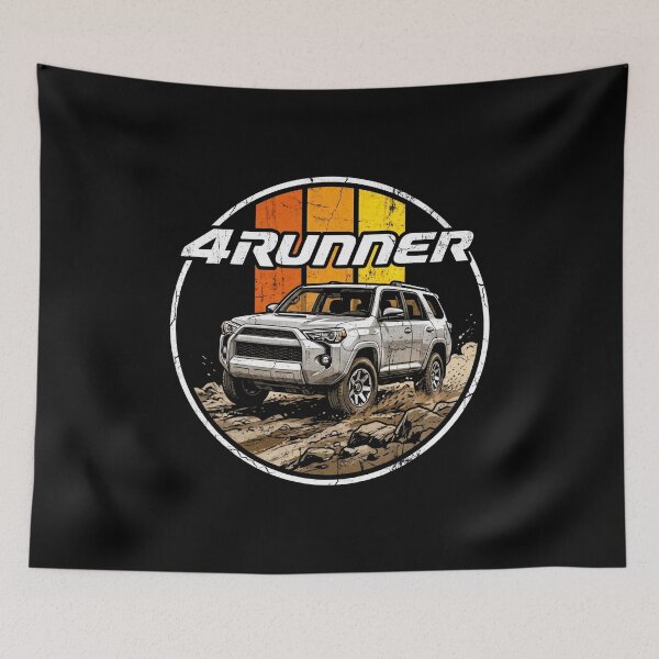 Item preview, Retro Distressed Style 5th Gen 4Runner Offroad Terran Silver 4x4 [Black Shirt Only] designed and sold by Off-Road-Zone.