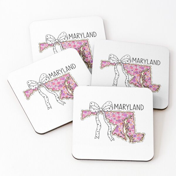 Item preview, Cute Maryland Floral Map Graphic Coquette Bow Design designed and sold by Paper Drip.