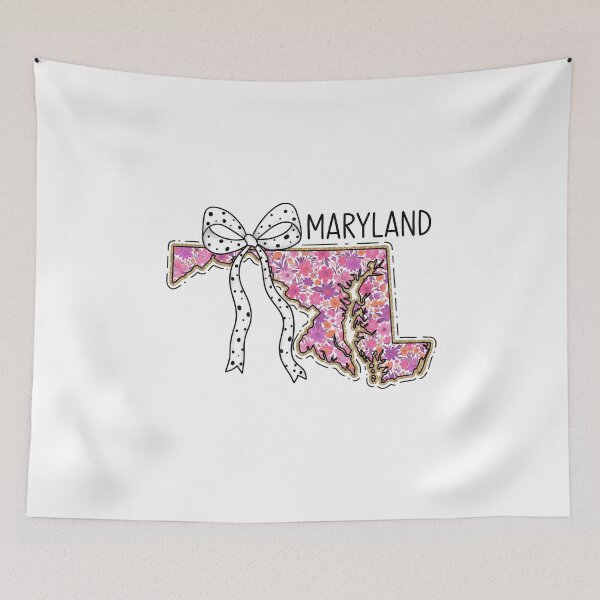 Item preview, Cute Maryland Floral Map Graphic Coquette Bow Design designed and sold by Paper Drip.