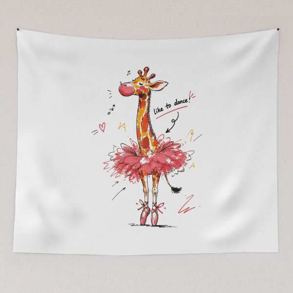Item preview, Like to Dance Cute Ballet Giraffe with Bubble Gum – Hand-Drawn Art designed and sold by RamyGallery.