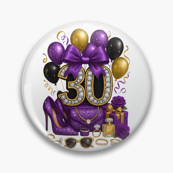 Item preview, 30th Birthday Purple Gold Balloons  designed and sold by DigiAngDesigns.