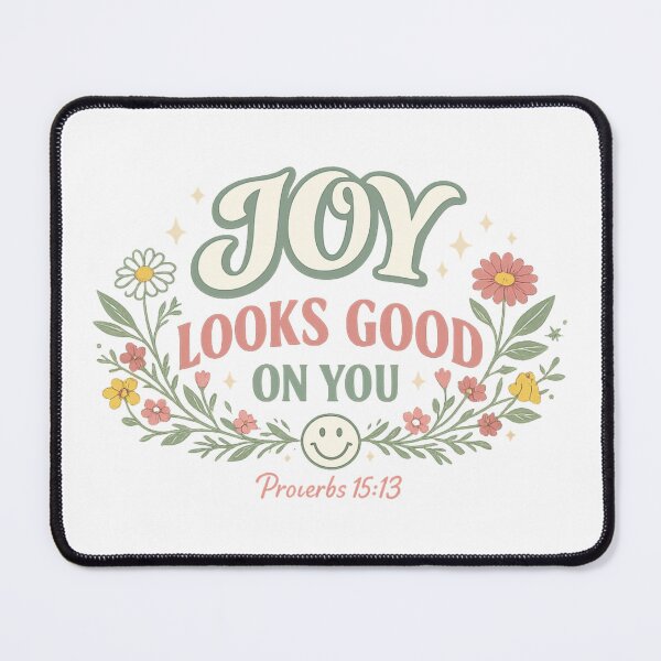 Item preview, Joy Looks Good on You Proverbs 15:13 Christian Floral Smiley Faith Shirt designed and sold by SoulThread Studio.