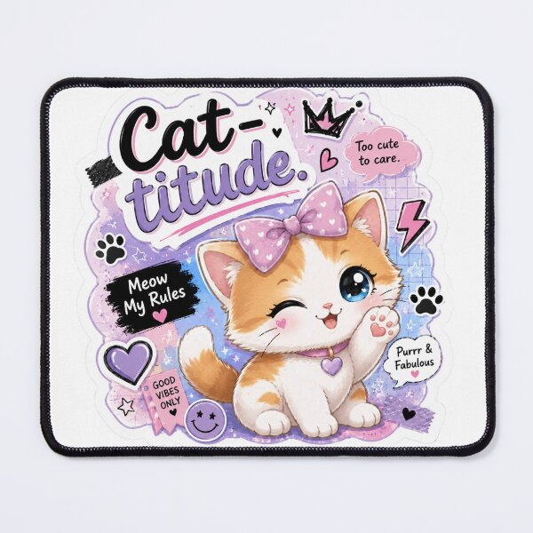 Item preview, Gen Z Kawaii Cat Sticker | Cat-titude Cute Kitty Aesthetic designed and sold by Snikdha.