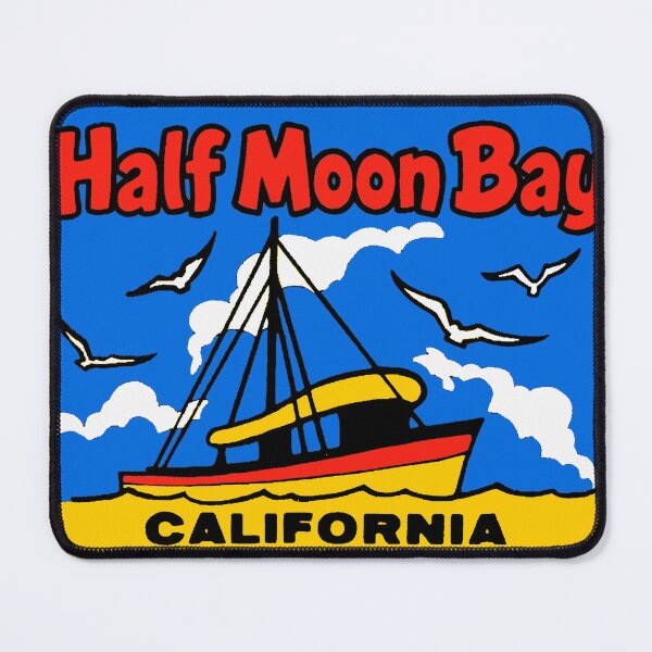 Artikelvorschau, Aufkleber im Vintage-Stil, Half Moon Bay, Kalifornien entworfen und verkauft von Decal Mania.