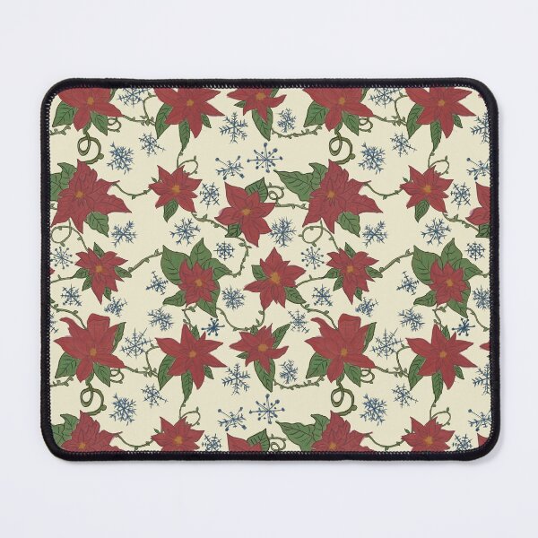 Item preview, Poinsettias and Snowflakes Cream designed and sold by janaeedwardsstudio.