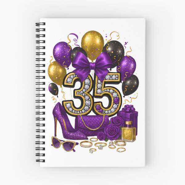 Item preview, 35th Birthday Purple Gold Balloons  designed and sold by DigiAngDesigns.