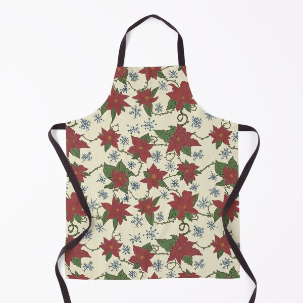 Item preview, Poinsettias and Snowflakes Cream designed and sold by janaeedwardsstudio.