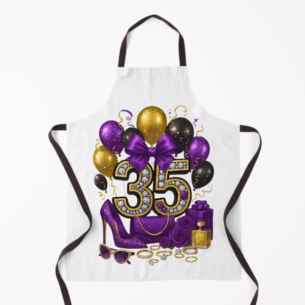 Item preview, 35th Birthday Purple Gold Balloons designed and sold by DigiAngDesigns.