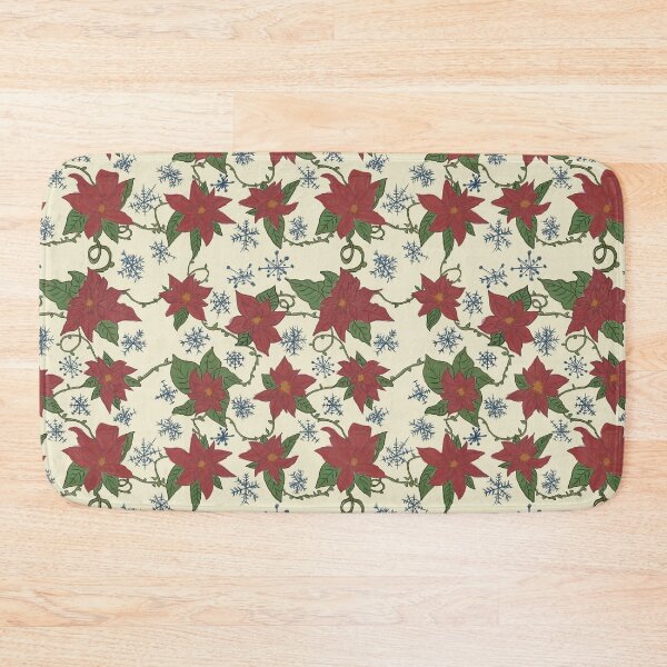 Item preview, Poinsettias and Snowflakes Cream designed and sold by janaeedwardsstudio.