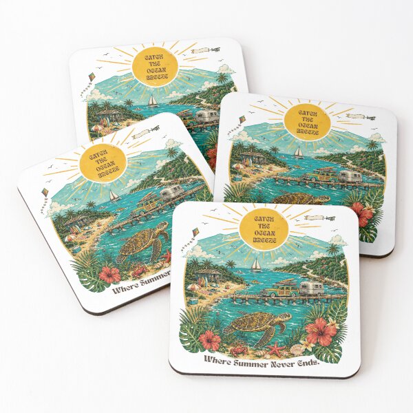 Item preview, Vintage Beach Vacation Travel | Catch The Ocean Breeze Coastal Summer Sea Turtle designed and sold by ByMorad.