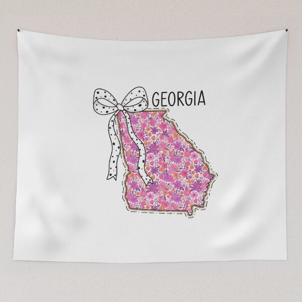 Item preview, Cute Georgia Floral Map Graphic Coquette Bow Design designed and sold by Paper Drip.