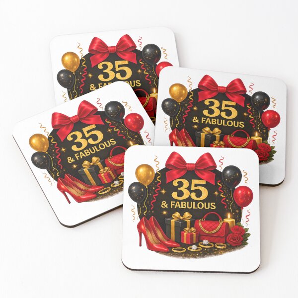 Item preview, 35th Birthday Red Gold Balloons  designed and sold by DigiAngDesigns.