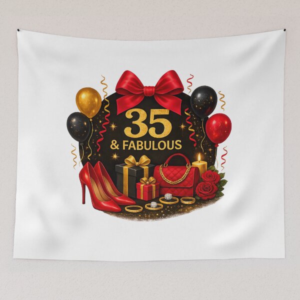 Item preview, 35th Birthday Red Gold Balloons  designed and sold by DigiAngDesigns.