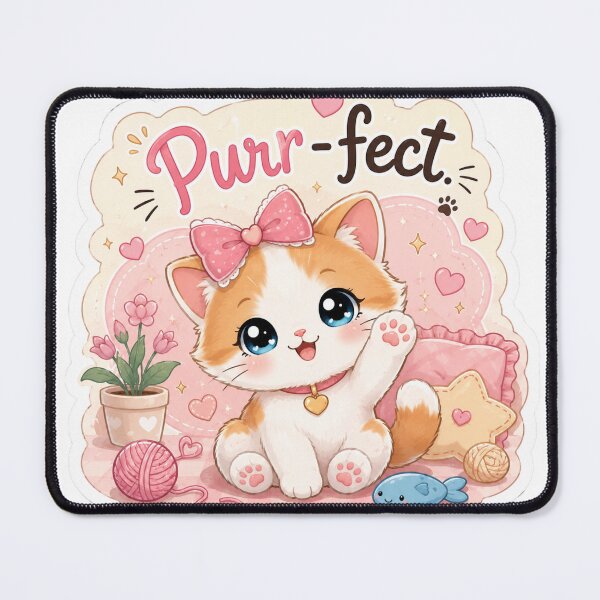 Item preview, Cute Kawaii Cat Sticker | Purr-fect Baby Kitty with Blue Eyes designed and sold by Snikdha.