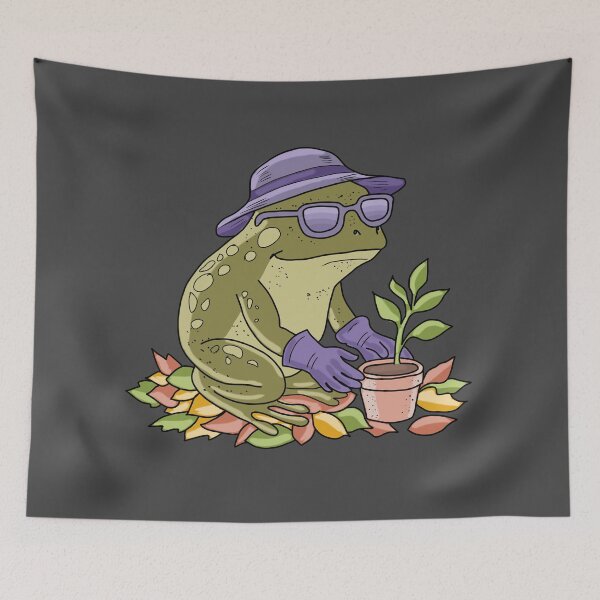 Item preview, Frog Cute Cottagecore Planting a Flower  designed and sold by LeshanArt.