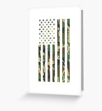 US Army Military Veteran Camo Camouflage American Flag T-Shirt Greeting Card