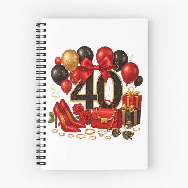Item preview, 40th Birthday Red Gold Balloons  designed and sold by DigiAngDesigns.