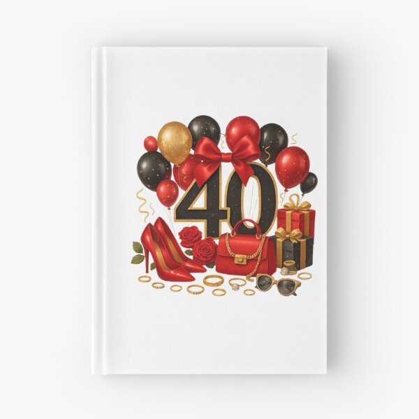 Item preview, 40th Birthday Red Gold Balloons  designed and sold by DigiAngDesigns.