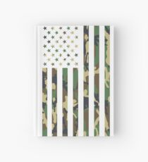 Cuaderno de tapa dura US Army Military Veteran Camo Camouflage camiseta de la bandera americana
