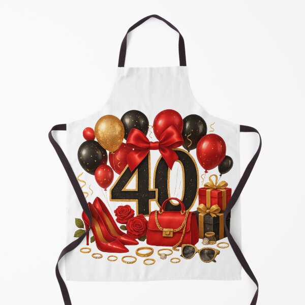 Item preview, 40th Birthday Red Gold Balloons designed and sold by DigiAngDesigns.