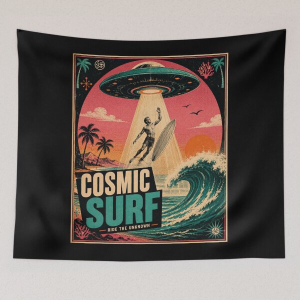 Item preview, Cosmic Surf – Retro UFO Vintage Surf Poster designed and sold by zumerdiego.