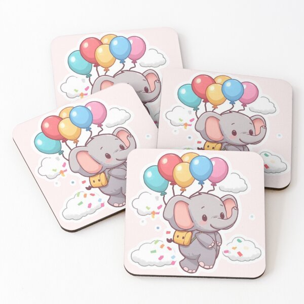 Item preview, Kawaii Balloon Elephant | Cute Pastel Animal Sticker designed and sold by Stylestickers55.