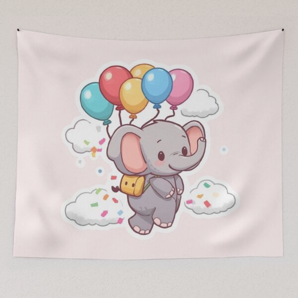 Item preview, Kawaii Balloon Elephant | Cute Pastel Animal Sticker designed and sold by Stylestickers55.