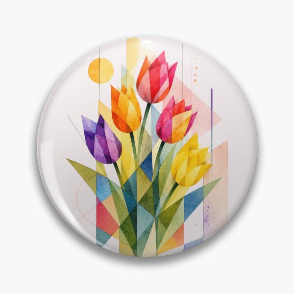 Item preview, Geometric Abstract Tulips full of colors. A delicate bouquet. designed and sold by NewtBoo.