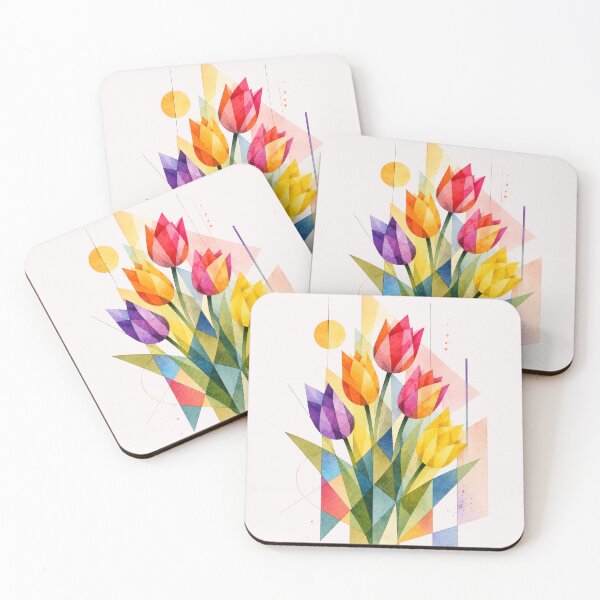 Item preview, Geometric Abstract Tulips full of colors. A delicate bouquet. designed and sold by NewtBoo.