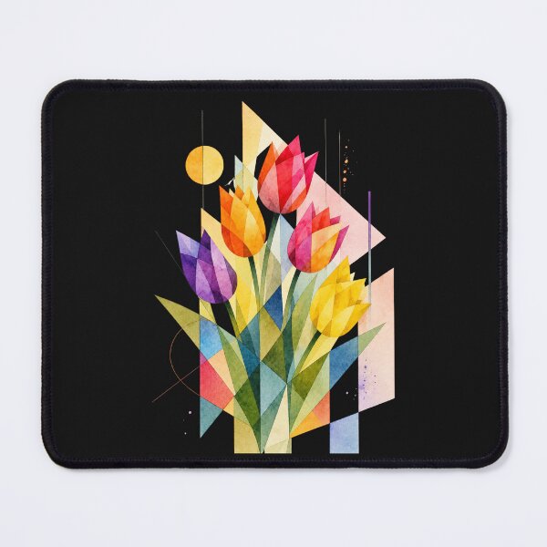 Item preview, Geometric Abstract Tulips full of colors. A delicate bouquet. designed and sold by NewtBoo.