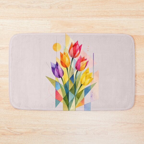 Item preview, Geometric Abstract Tulips full of colors. A delicate bouquet. designed and sold by NewtBoo.