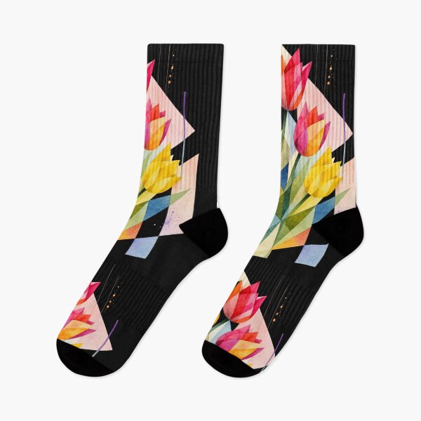 Item preview, Geometric Abstract Tulips full of colors. A delicate bouquet. designed and sold by NewtBoo.
