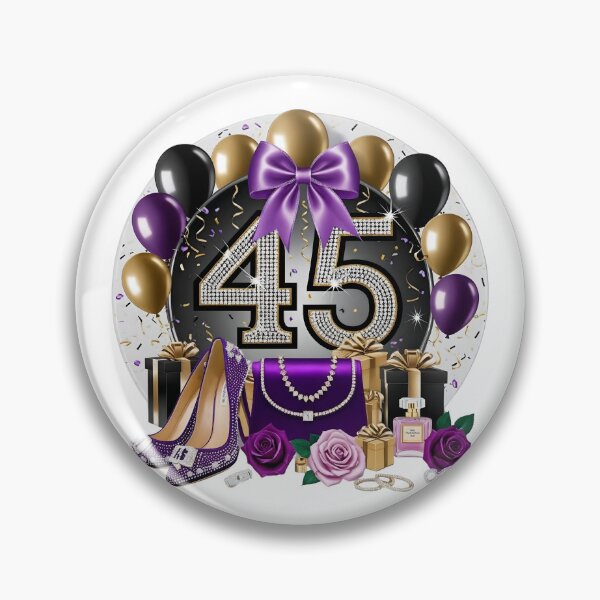 Item preview, 45th Birthday Purple Gold Balloons  designed and sold by DigiAngDesigns.